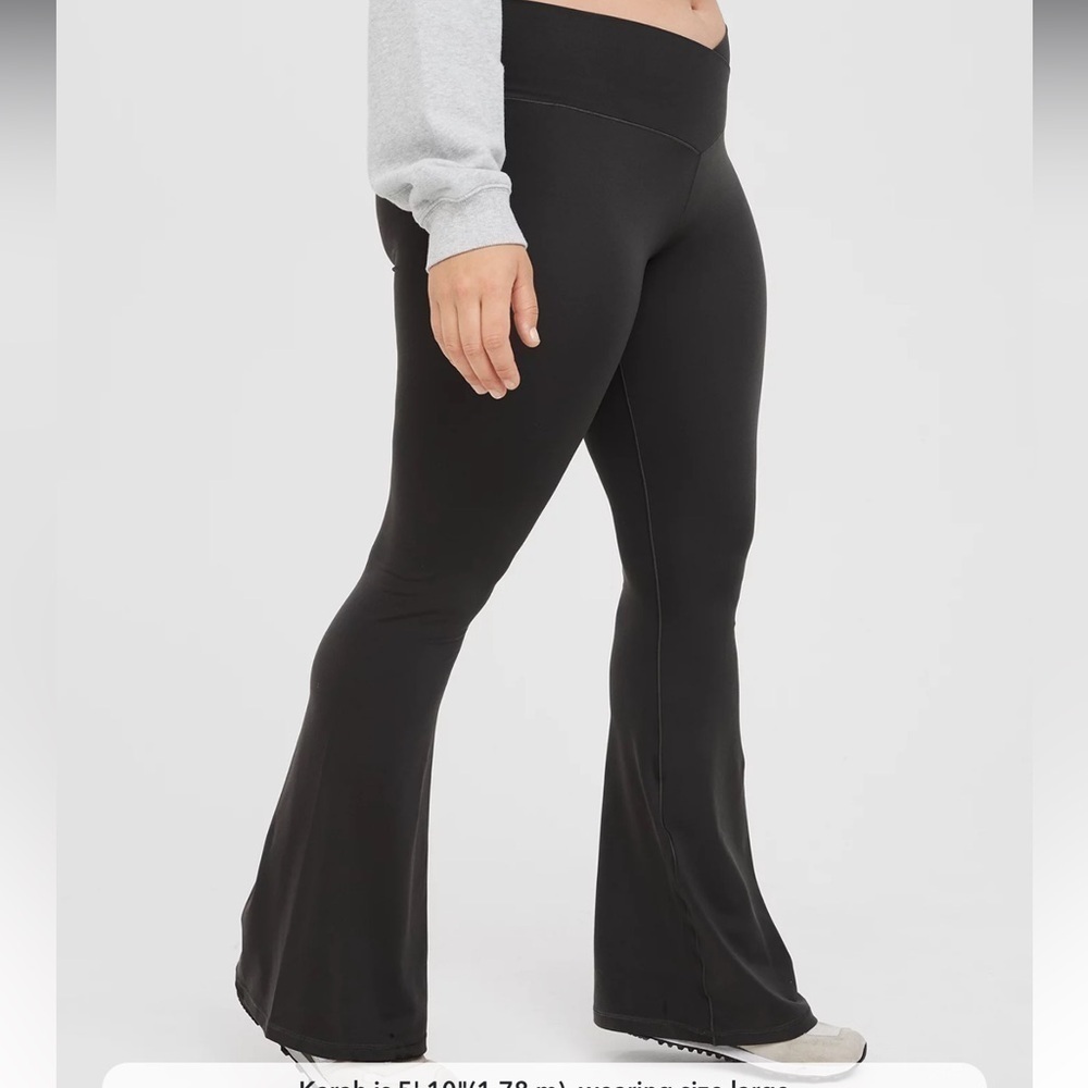 Aerie Flare Leggings Women Small Real Me Crossover Gray Pants Bell Bottom B18